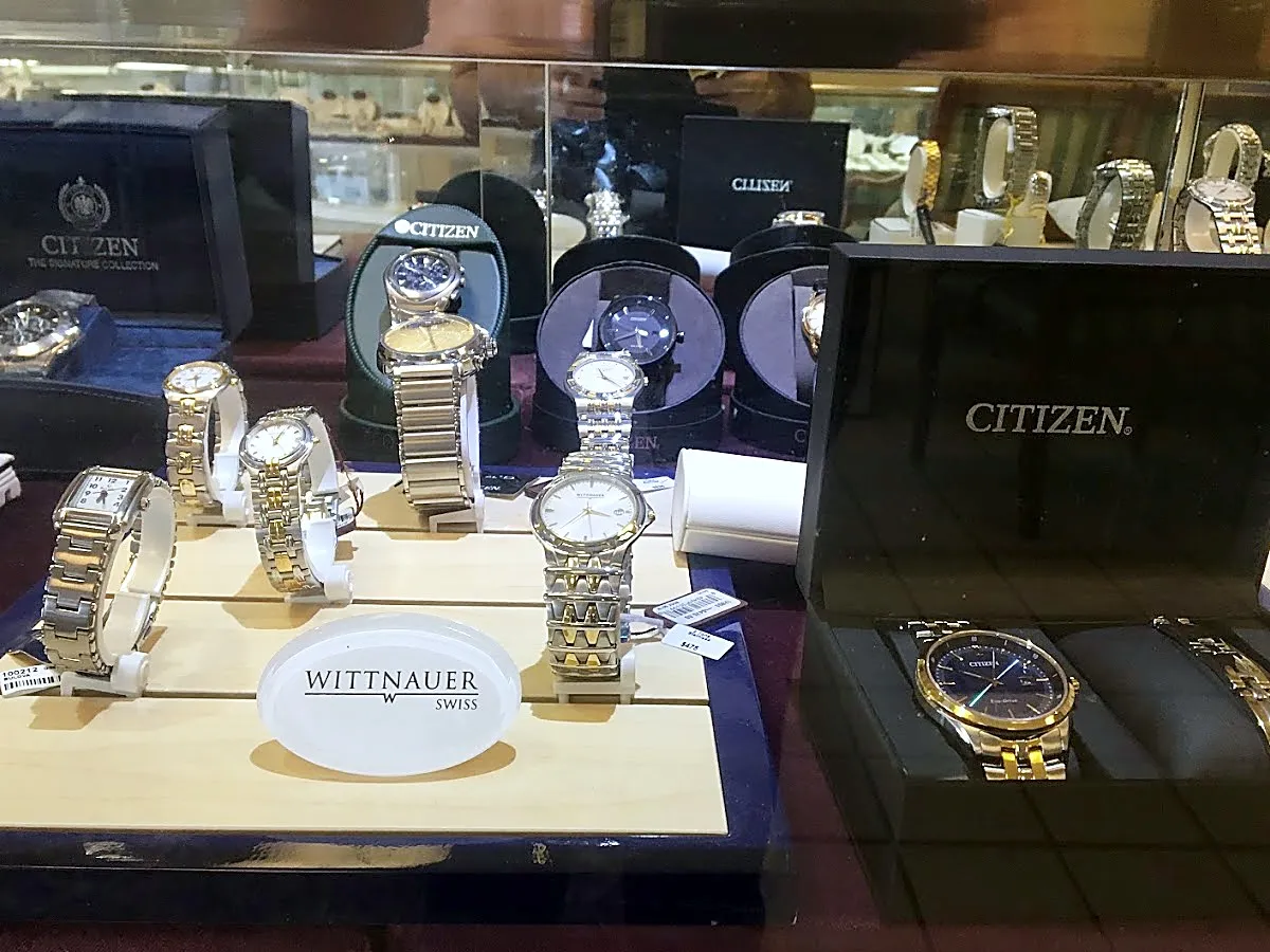 Citizen and Wittnauer watches in the case